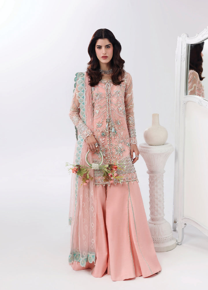 Lamore by Sardinia Unstitched Luxury Hand Work Organza 3 peice SRD25LH D-3 Rose Dust - Formals Collection