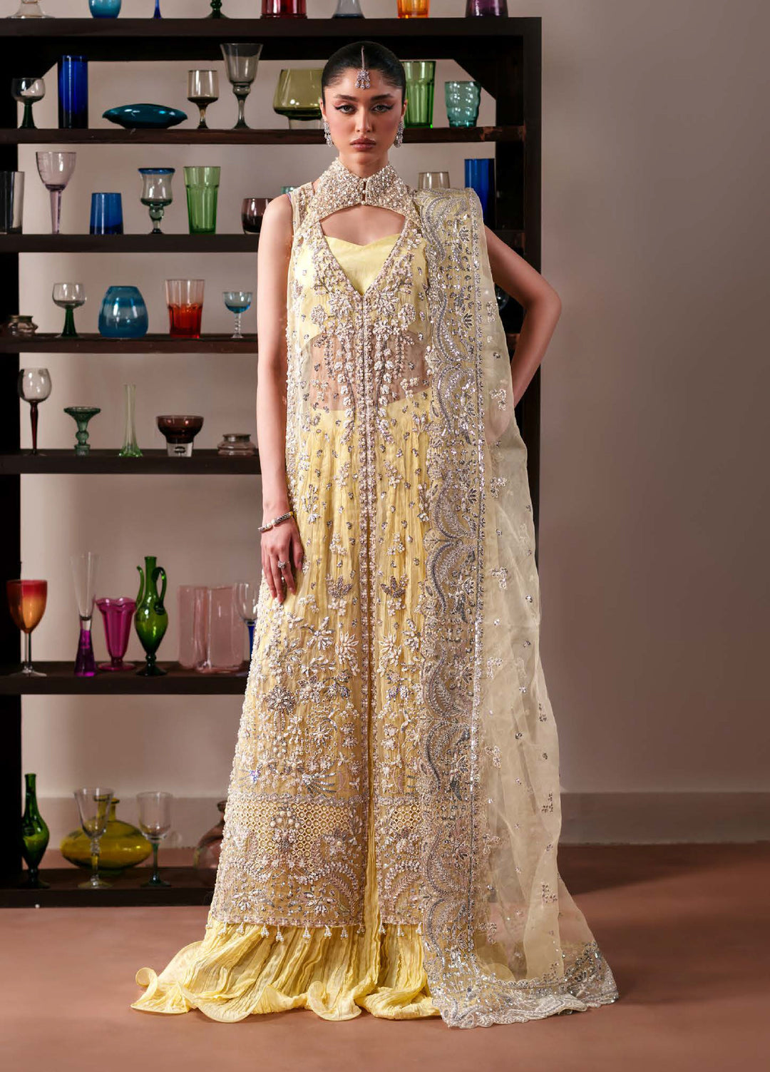 Starlet Jewels by Emaan Adeel Unstitched Embroidered Organza 3 Piece Suit EA26USF Lemon Quartz - Wedding Collection