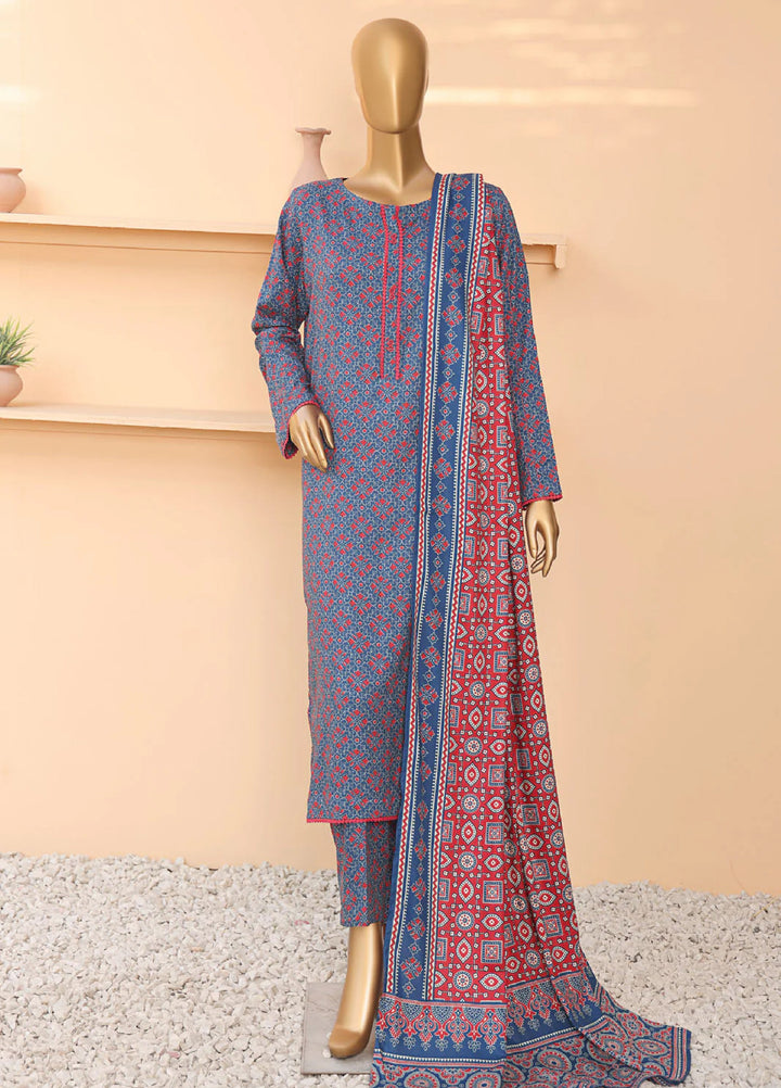 Wintry by Hz Textiles Printed Linen Suits Unstitched 3 Piece LCP-204 - Winter Collection