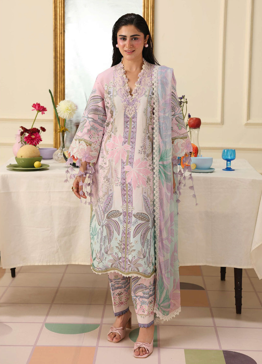 Soleil Hemline by Mushq Unstitched Printed Lawn 3 Piece Suit MU26USL Serena Bloom HUNSS260302 - Festive Collection