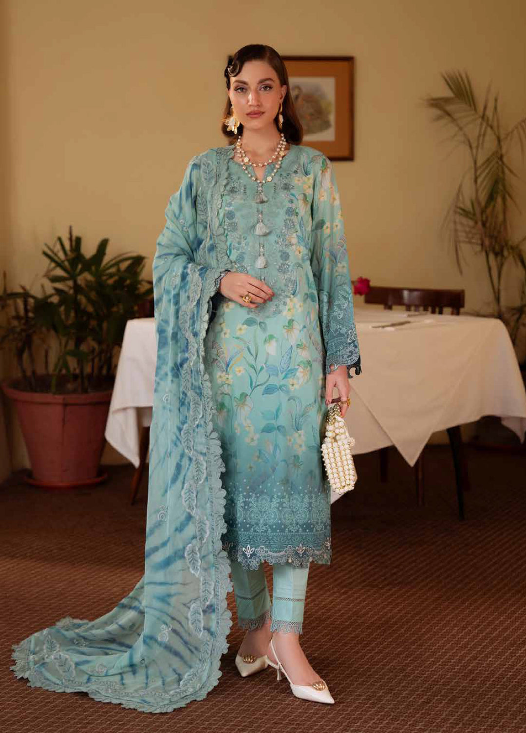 Maya by Nureh Unstitched Embroidered Swiss Lawn 3 Pcs Suit NU26UM NS-160 - Summer Collection