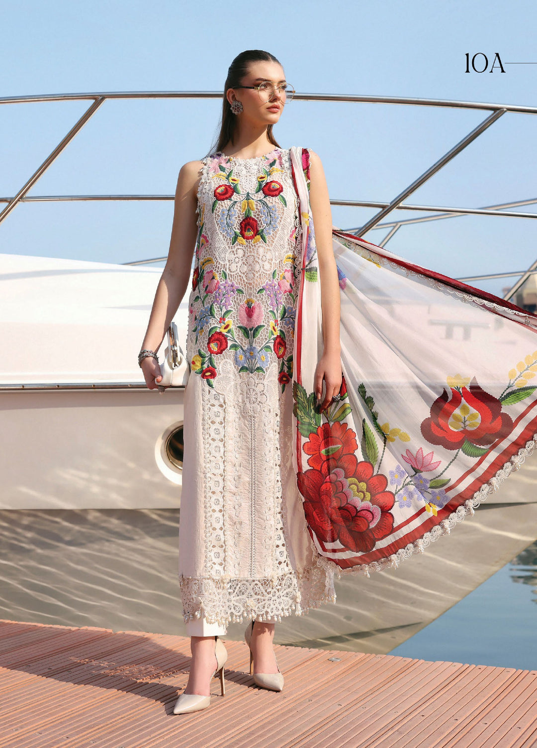 Maria B Unstitched Embroidered Luxury Lawn 3 Piece Suit MB26UEL 10A - Eid Collection