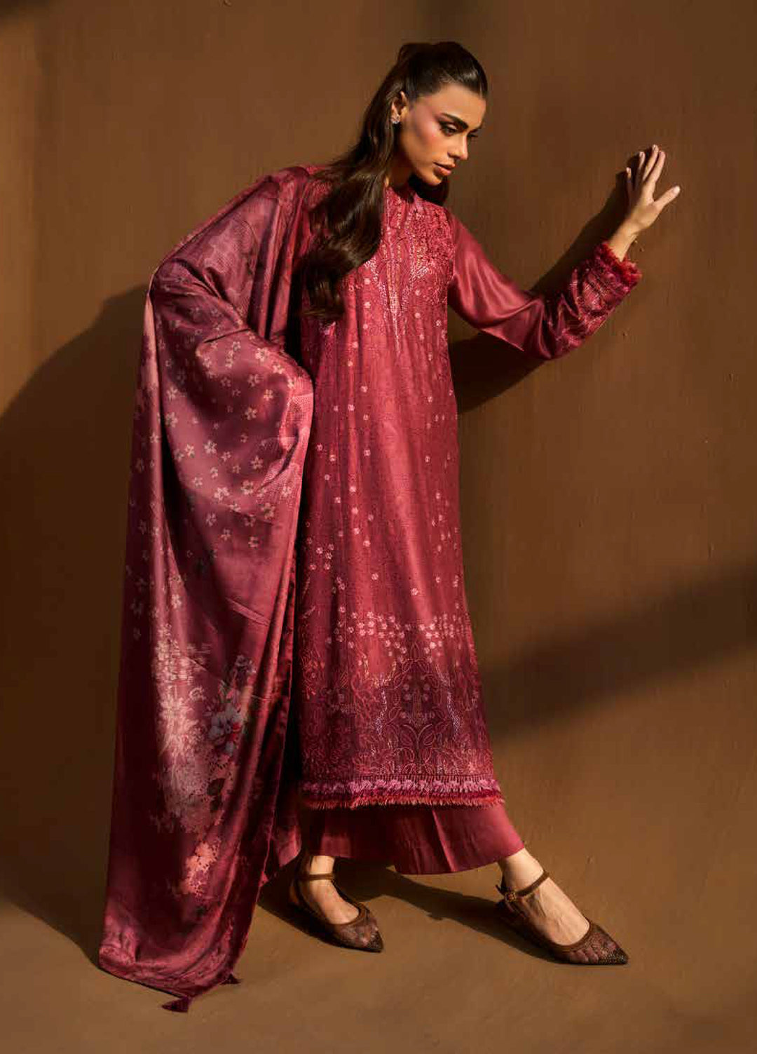 Sobia Nazir Unstitched Shawl Embroidered Herringbone 3 Piece SN25SW D-03 B - Winter Collection