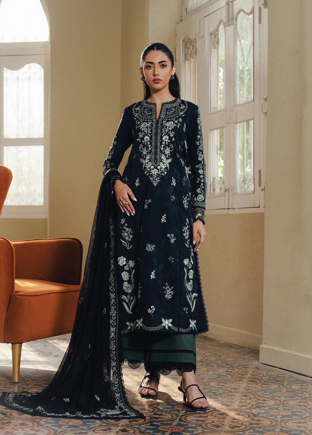 Daybreak by Afrozeh Unstitched Printkari Embroidered Lawn 3 Piece Suit AF26UDB D-7 CLOUDVEIL - Summer Collection