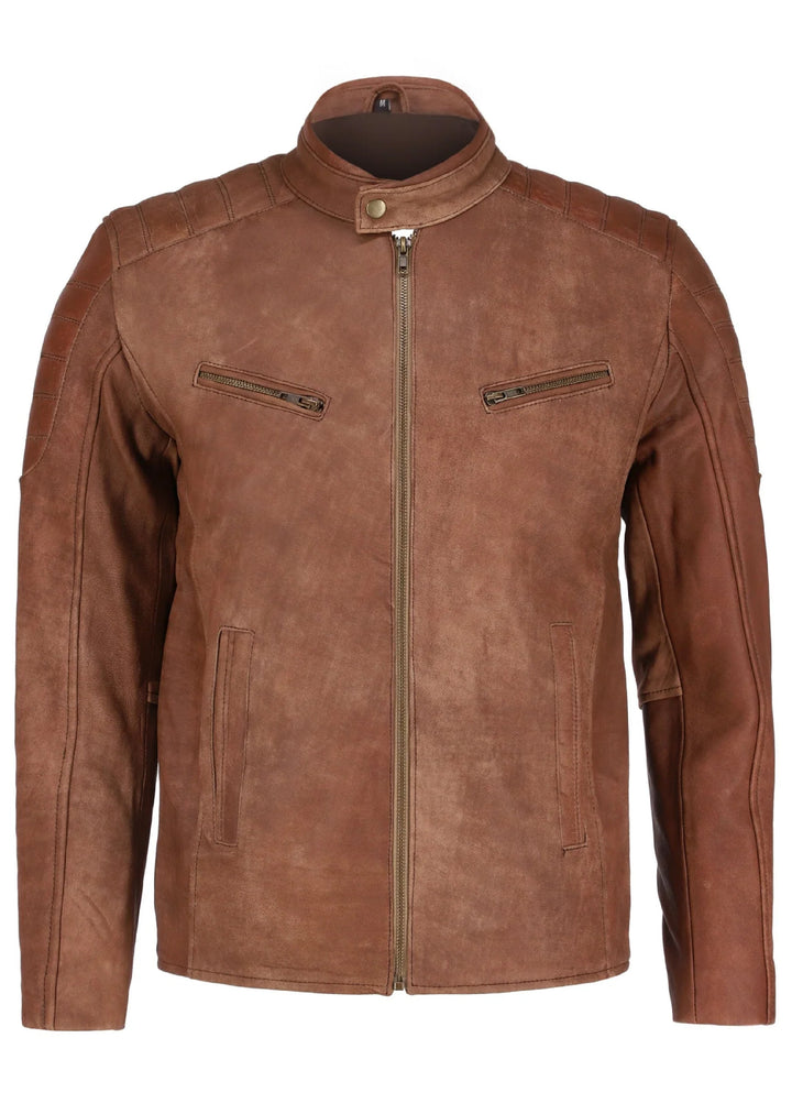 Mens Brown Biker Style Pure Leather Jacket