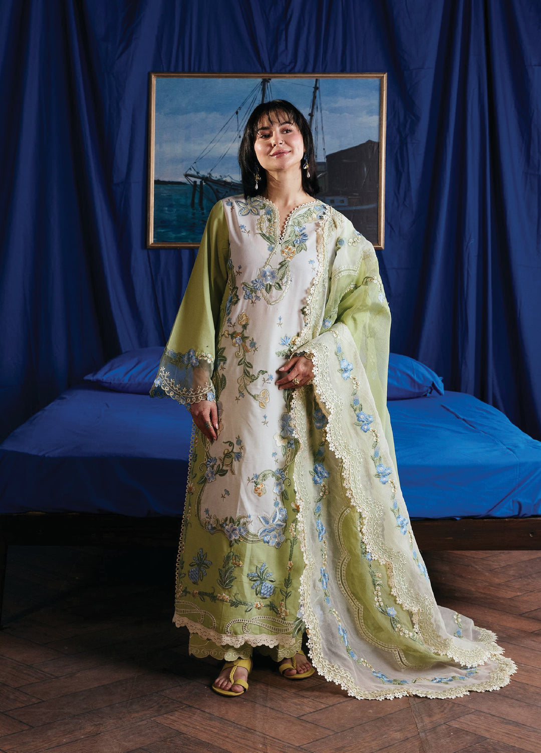 Maryam Hussain Unstitched Embroidered Lawn 3 Piece Suit MH26ULF Dimple - Festive Collection