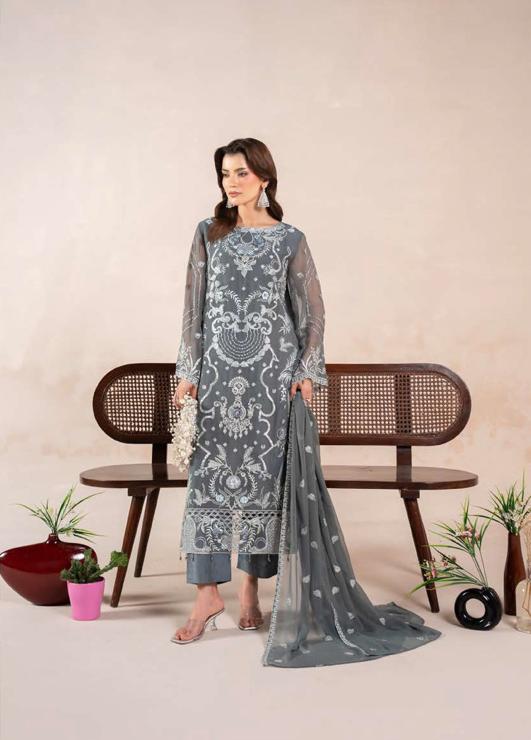 Anaya Noor by Zebtan Unstitched Embroidered Chiffon 3 Piece Suit ZB26UAN AN-03 - Festive Collection