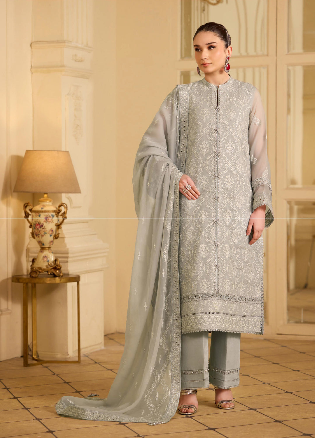 Alizeh Fashion Unstitched Embroidered Chiffon 3 Piece Suit AF26UCF AF-CH-2255-Ezza - Festive Collection