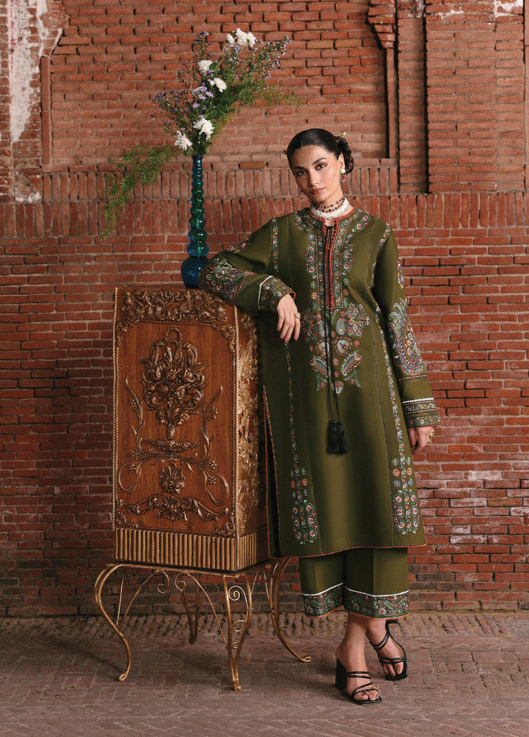 Jugnu by Hussain Rehar Unstitched Khaddar Embroidered Suits 3 Piece HRR25JK Soni - Winter Collection