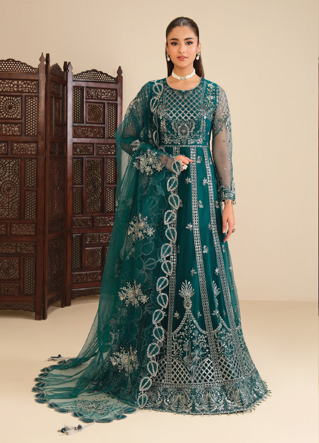 Alizeh Fashion Unstitched Embroidered Net 3 Piece Suit AF26UNF AF-NT-2261-JANAAN - Festive Collection