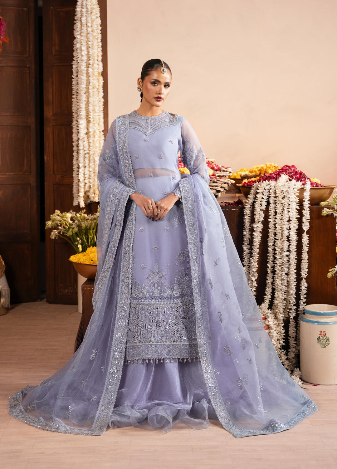 Push Pawan by Zarizaa Unstitched Embroidered Organza 3 Piece Suit ZZ26UPP D-1B Roohi - Wedding Collection
