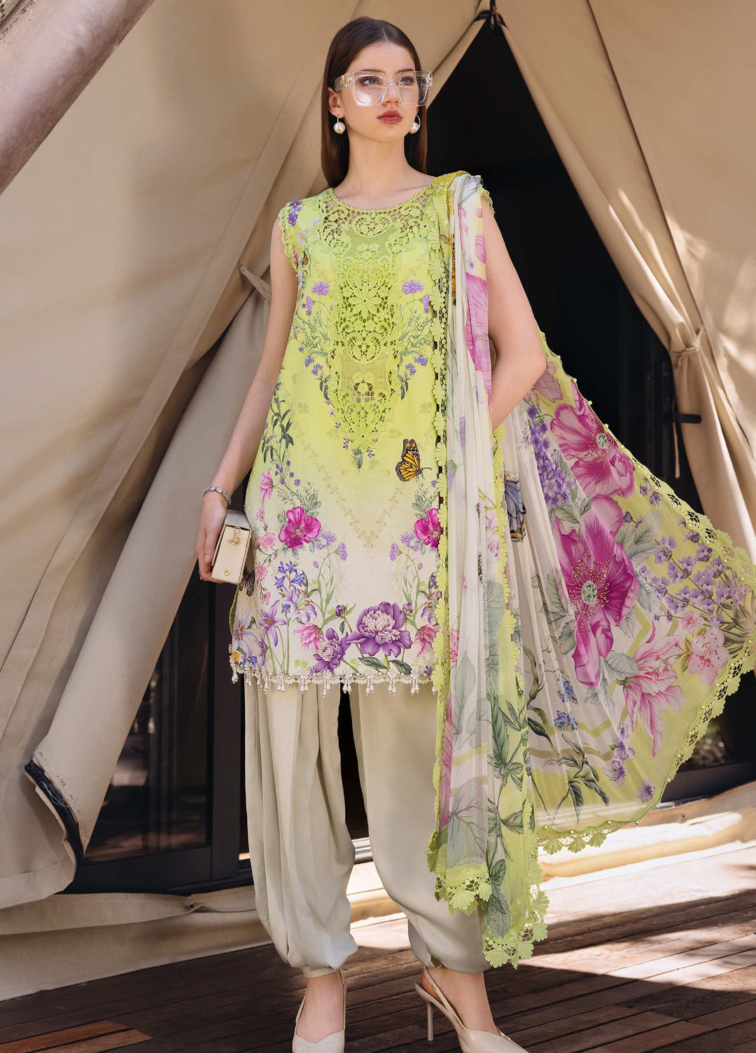 M Prints by Maria B Unstitched Printed Lawn 3 Piece Suit MB26UMP D-09 A - Summer Collection