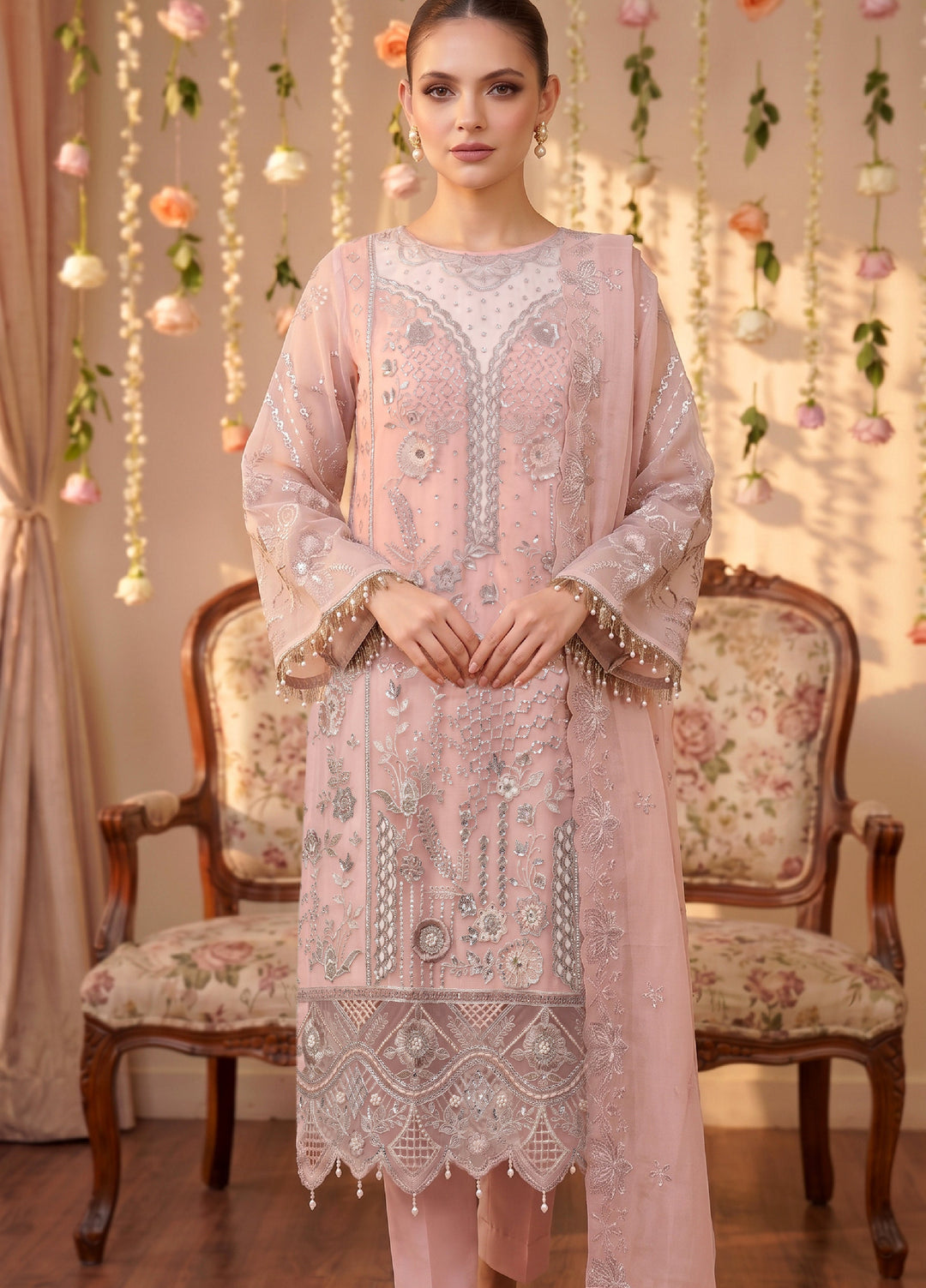 Anaya Noor by Zebtan Unstitched Embroidered Chiffon 3 Piece Suit ZB26UAC AN 08 - Festive Collection