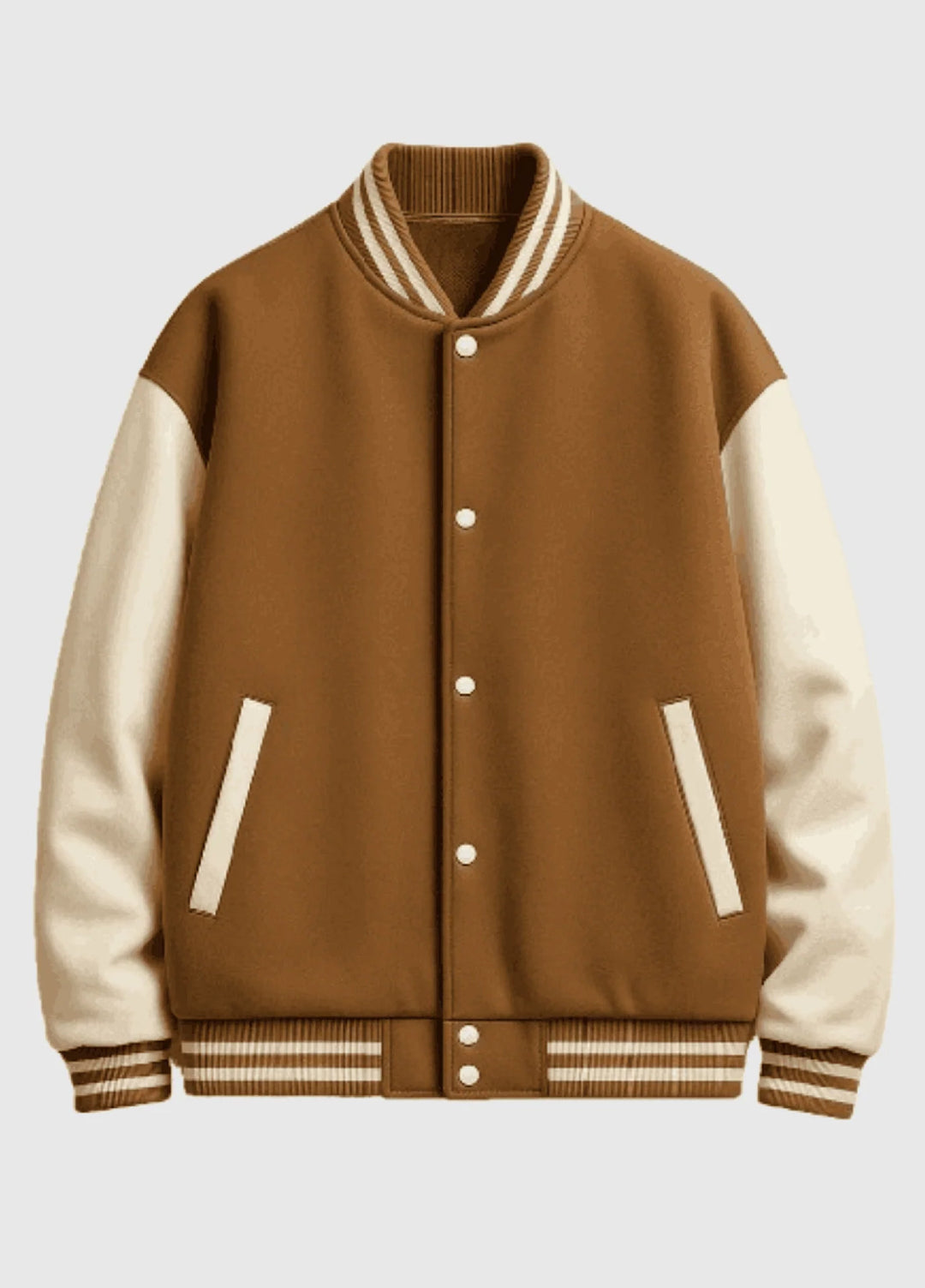 Mercato RTW Solids Denim 1 Piece Coffee & White Baseball Jacket