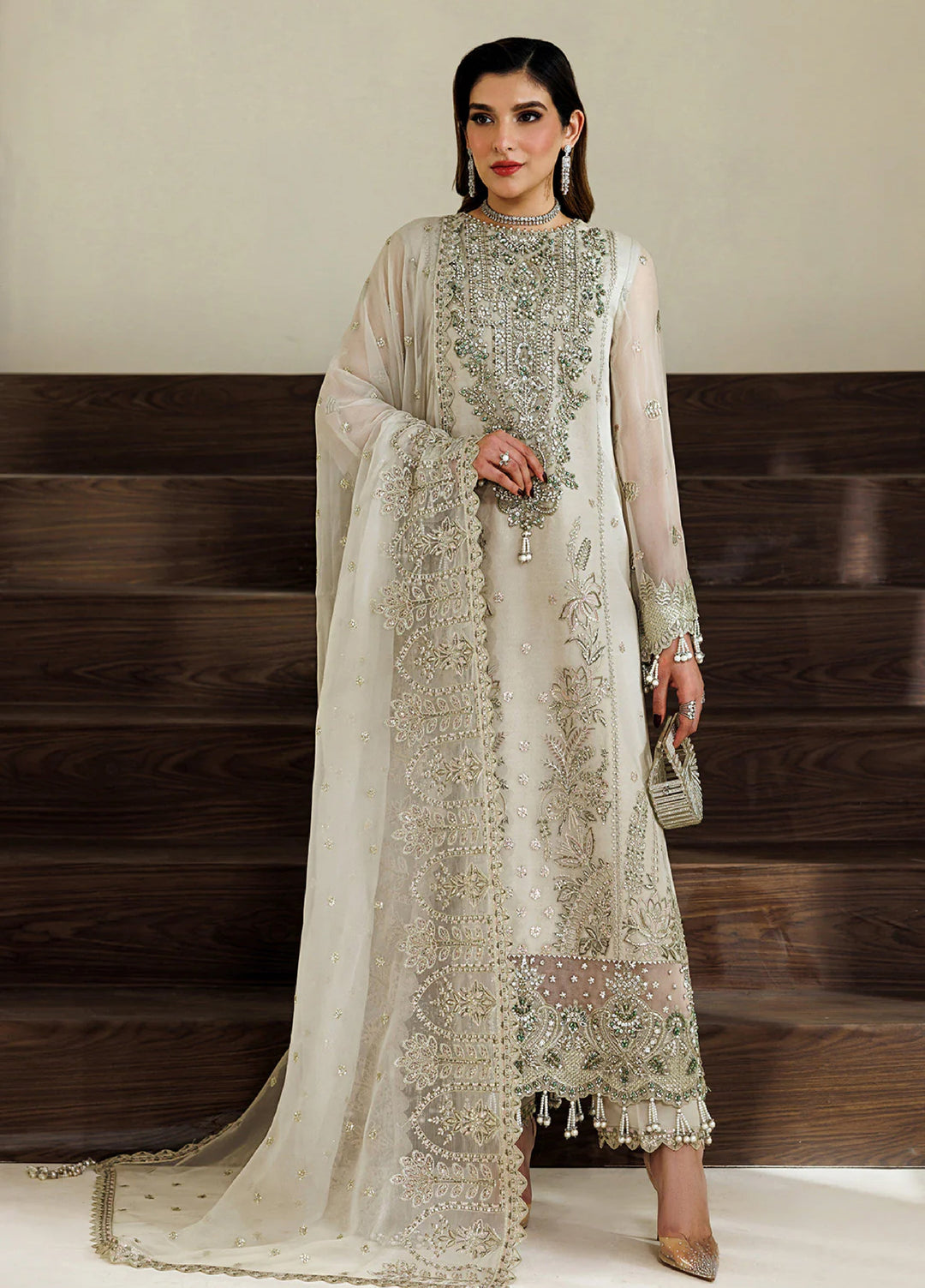 Aymal by Alizeh Fashion Handcrafted Unstitched Embroidered Chiffon 3 Pcs Suit AF26UAC 06-NAVYA - Festive Collection