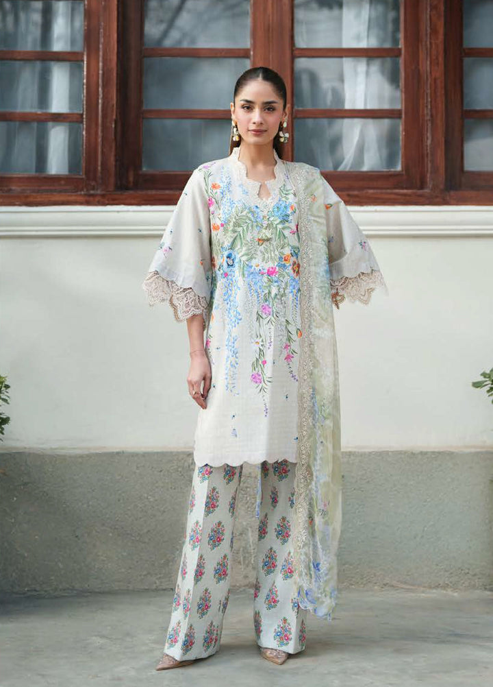 Whispered Florals by Roheenaz Unstitched Embroidered Lawn 3 Pcs Suit RNZ26UWF D-13 B PALE PEONY - Summer