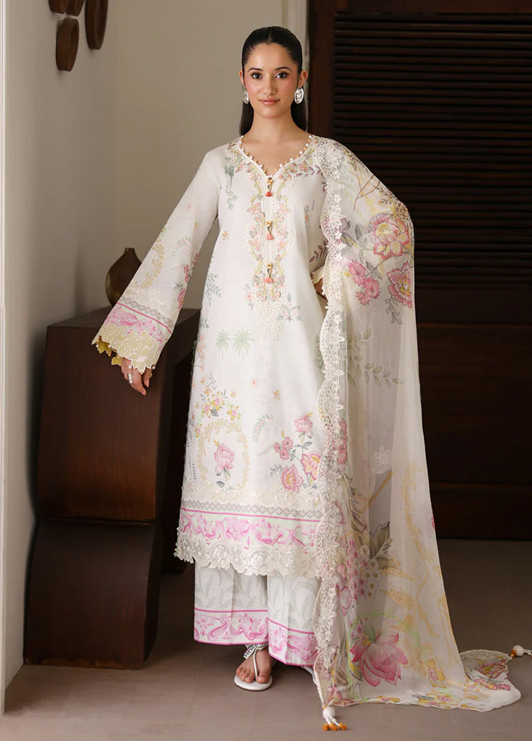 Sunlit Tales by Roheenaz Unstitched Embroidered Lawn 3 Piece Suit RN26ULS Petalbeam RUNSS260704 - Lawn Collection