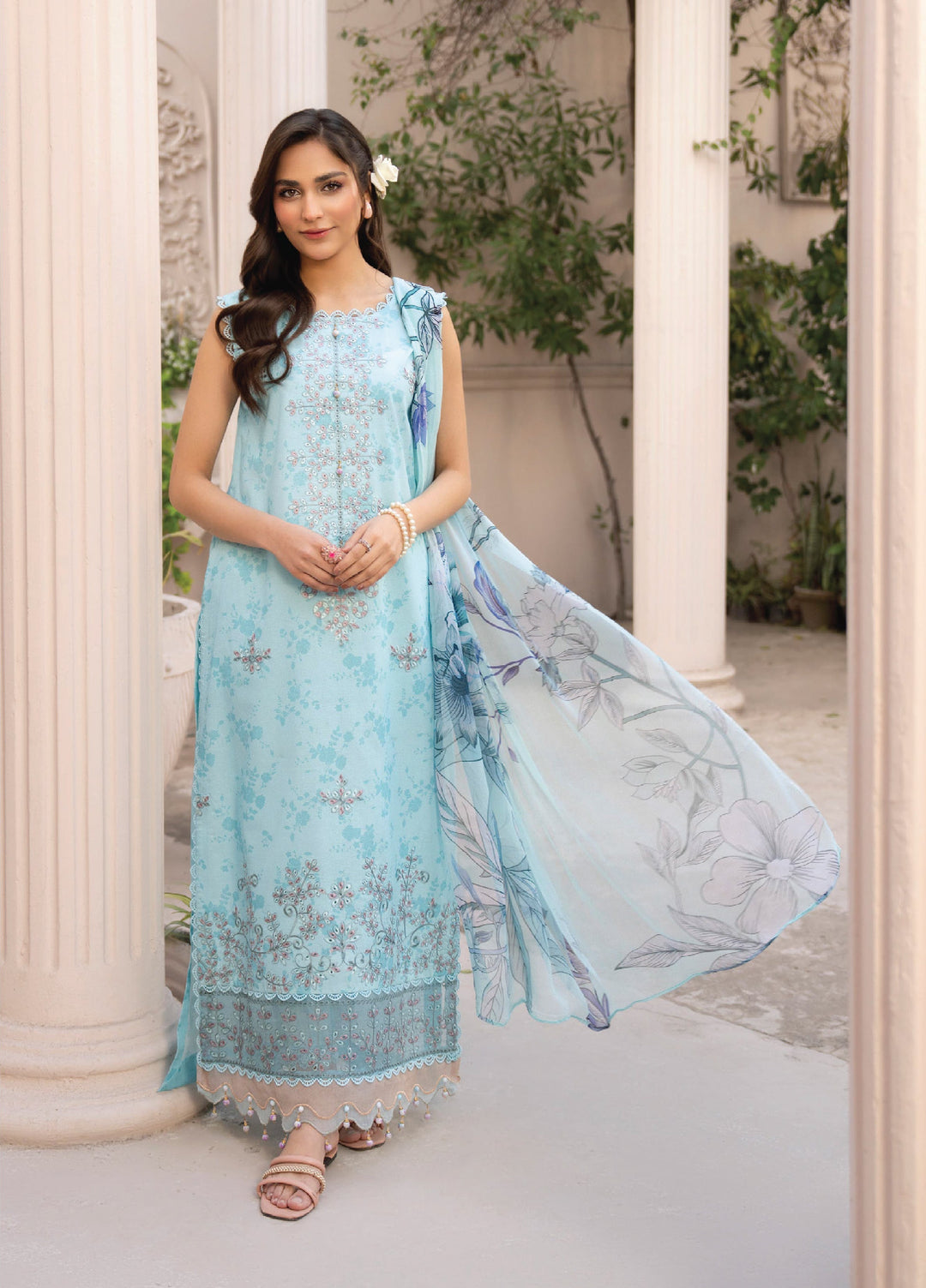 Summer Breeze by Humdum Unstitched Embroidered Lawn 3 Piece Suit HB26USB D-03 - Summer Collection