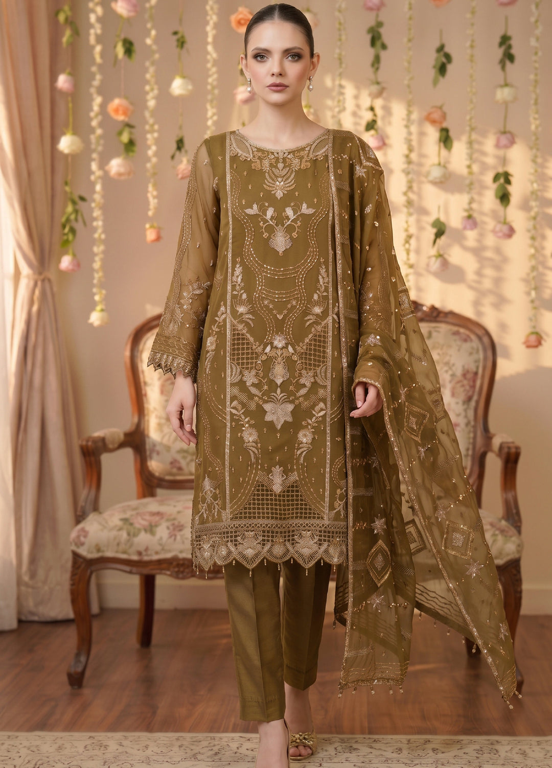 Anaya Noor by Zebtan Unstitched Embroidered Chiffon 3 Piece Suit ZB26UAC AN 03 - Festive Collection