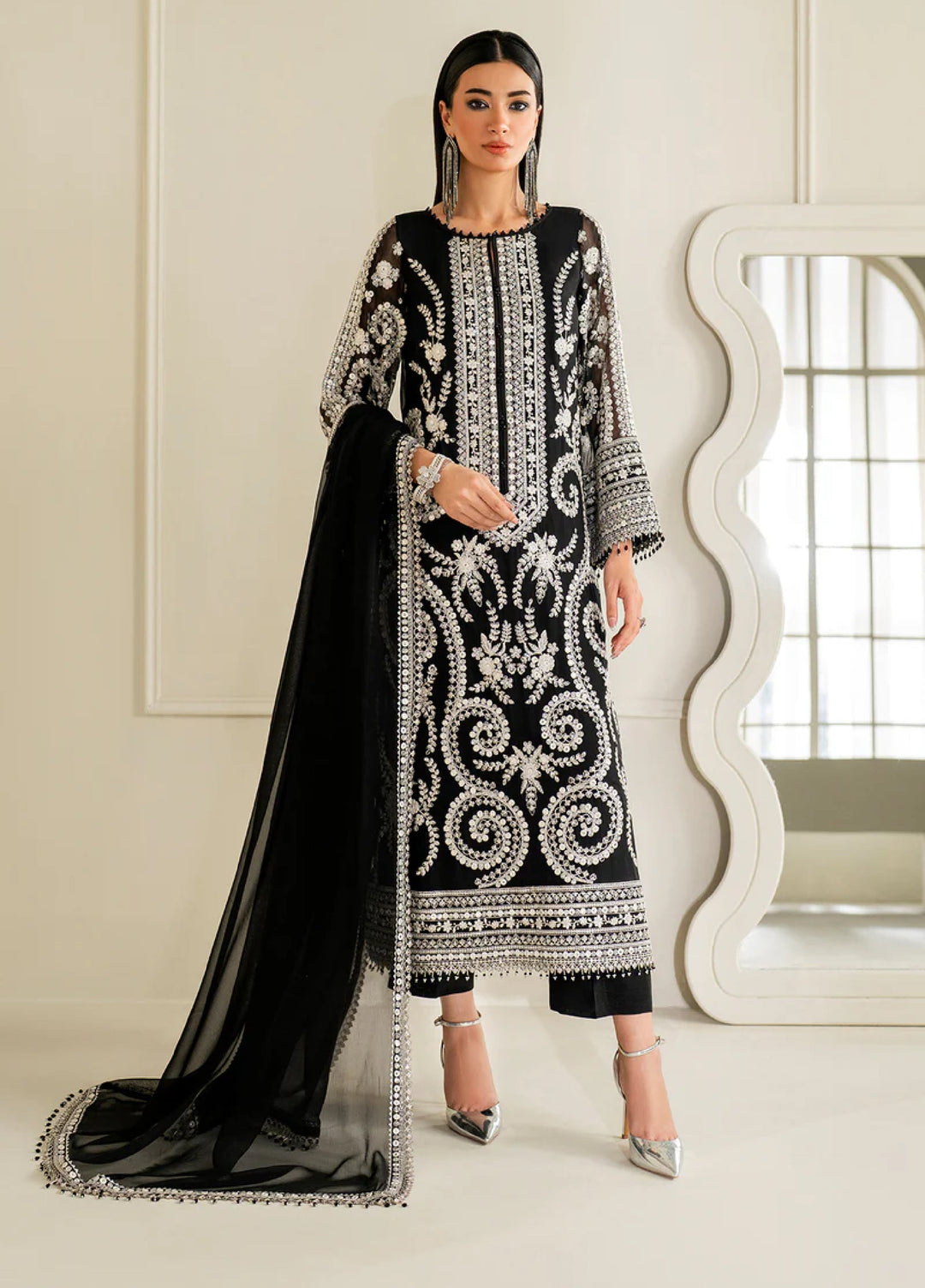 Chantelle by Baroque Unstitched Embroidered Chiffon 3 Piece Suit BQ26UCF UF-4158 - Festive Collection