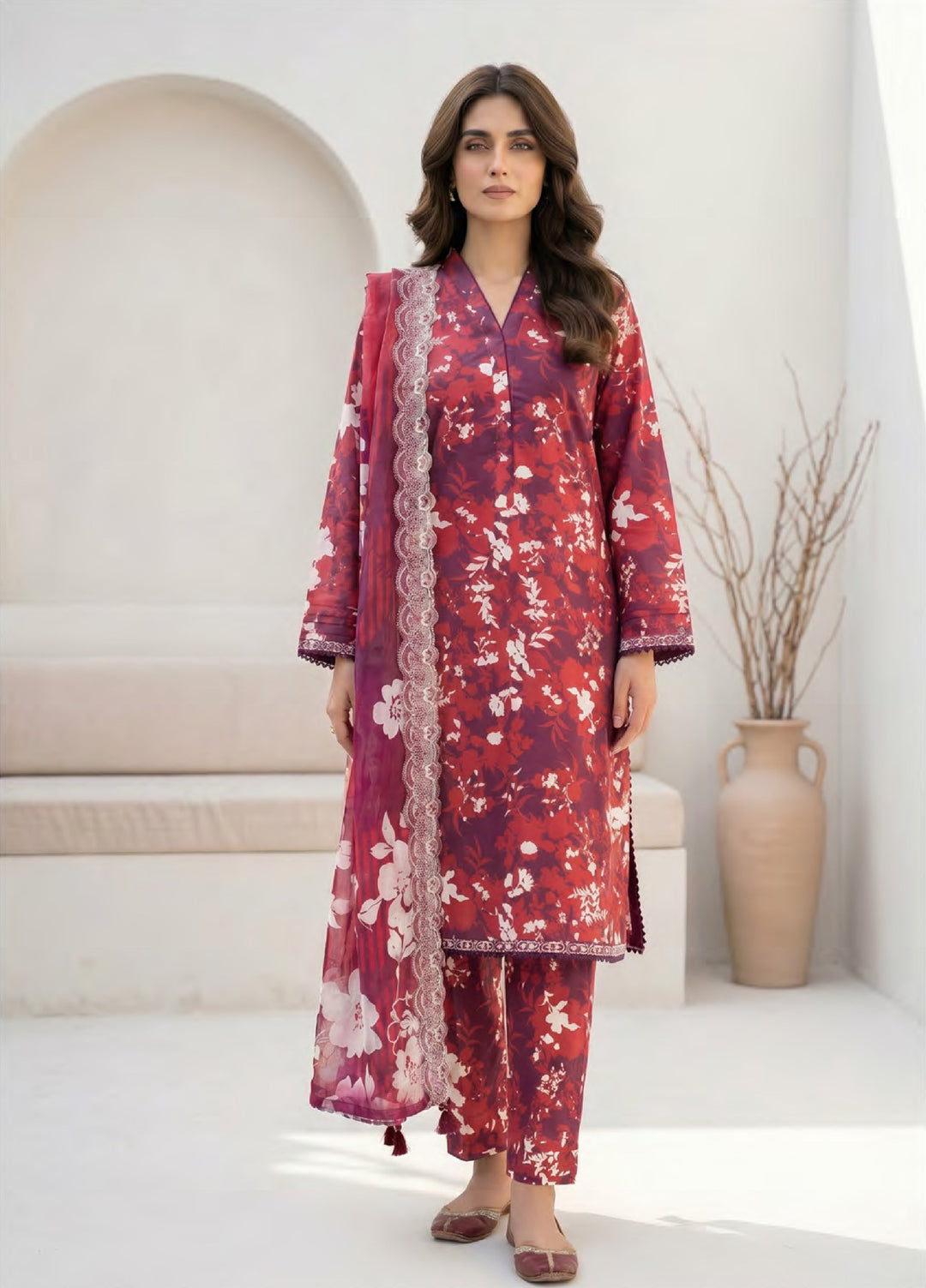 Lakhany Unstitched Printed Lawn 3 Piece Suit LSM26UP LG-SG-0127 - Casual Collection
