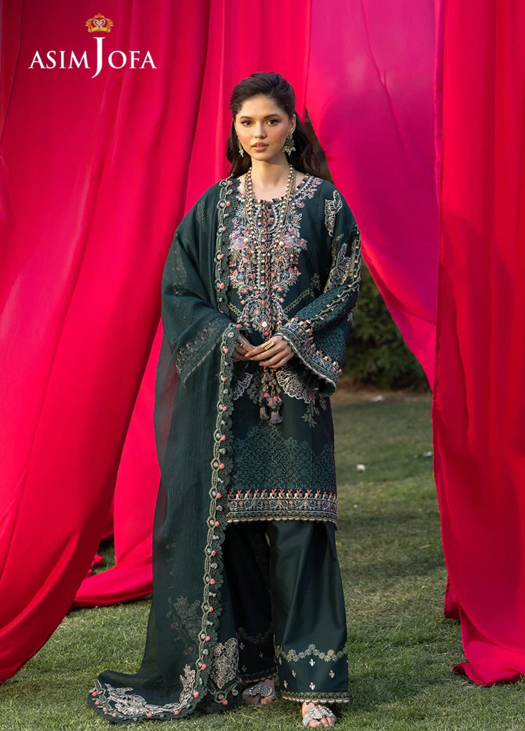 Asim Jofa Unstitched Embroidered Luxury Lawn 3 Piece Suit AJ26ULL AJULW-06 - Festive Collection