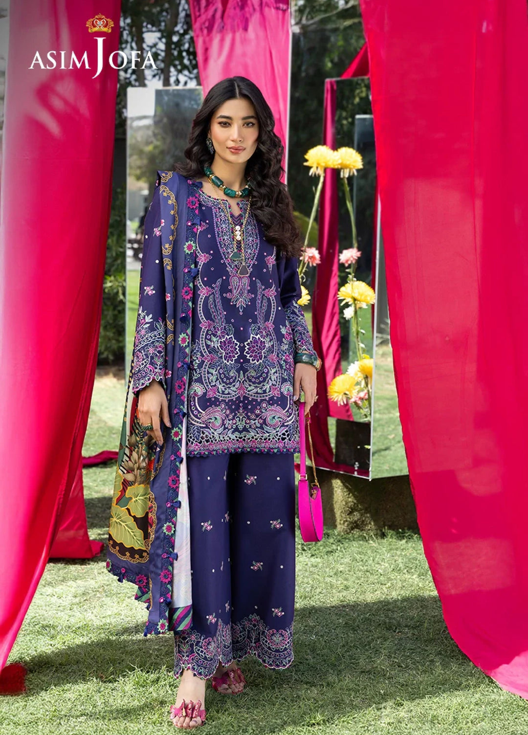Asim Jofa Unstitched Embroidered Luxury Lawn 3 Piece Suit AJ26ULL AJULW-03 - Festive Collection