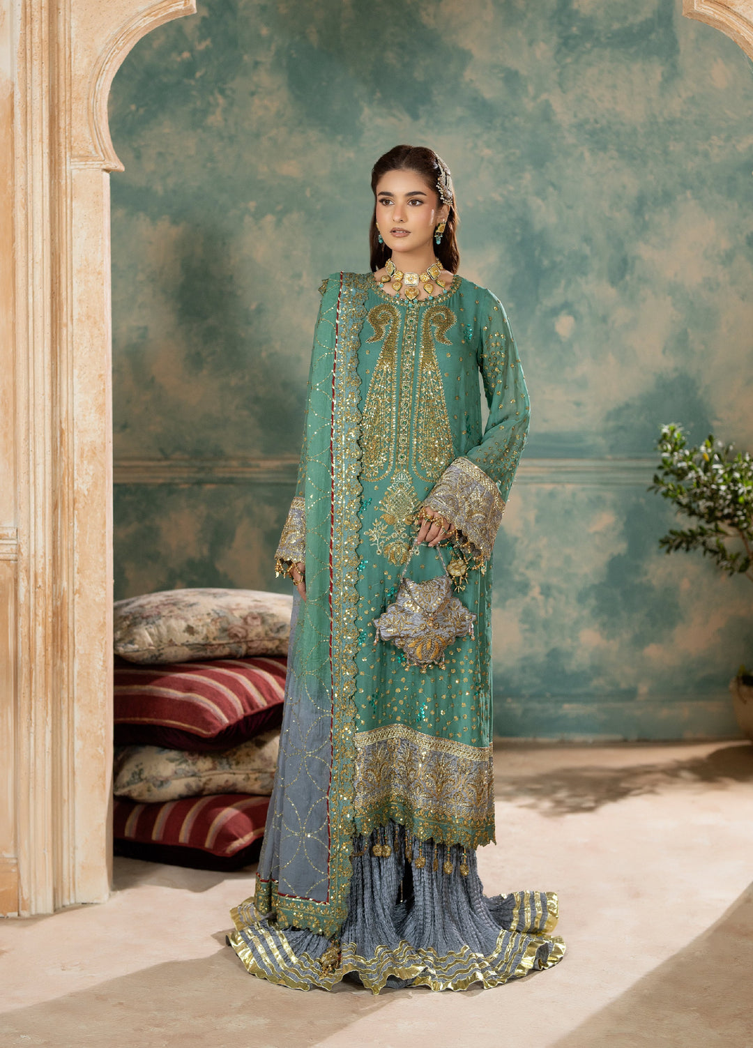 Sara Jahan Women RTW Embroidered Chiffon 3 Piece Suit SJ26RF SJ-1022 - Festive Collection