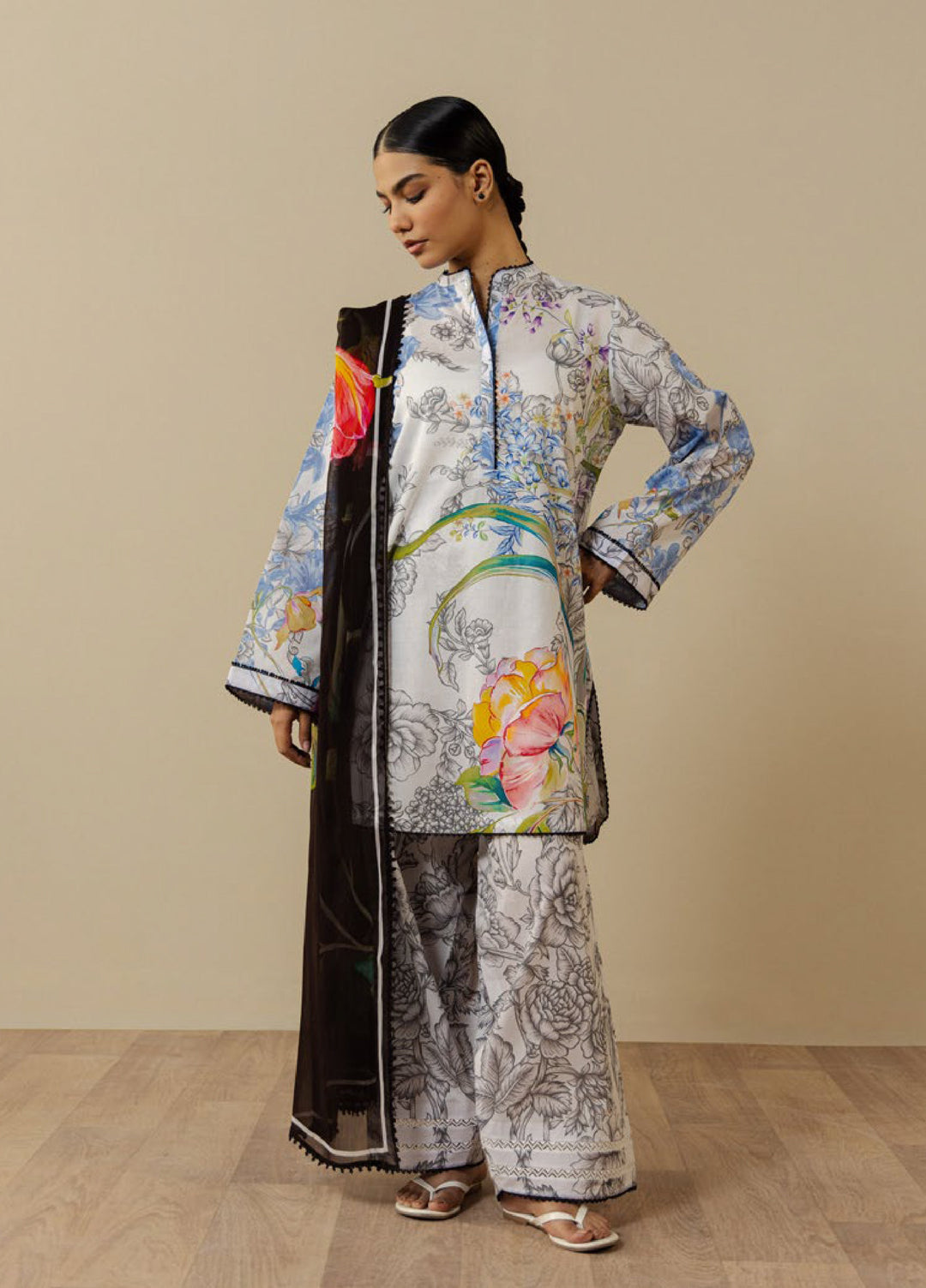 Coco by Zara Shahjahan Unstitched Printed Lawn 3 Piece Suit CZS26UPL FIORA-2A - Summer Collection