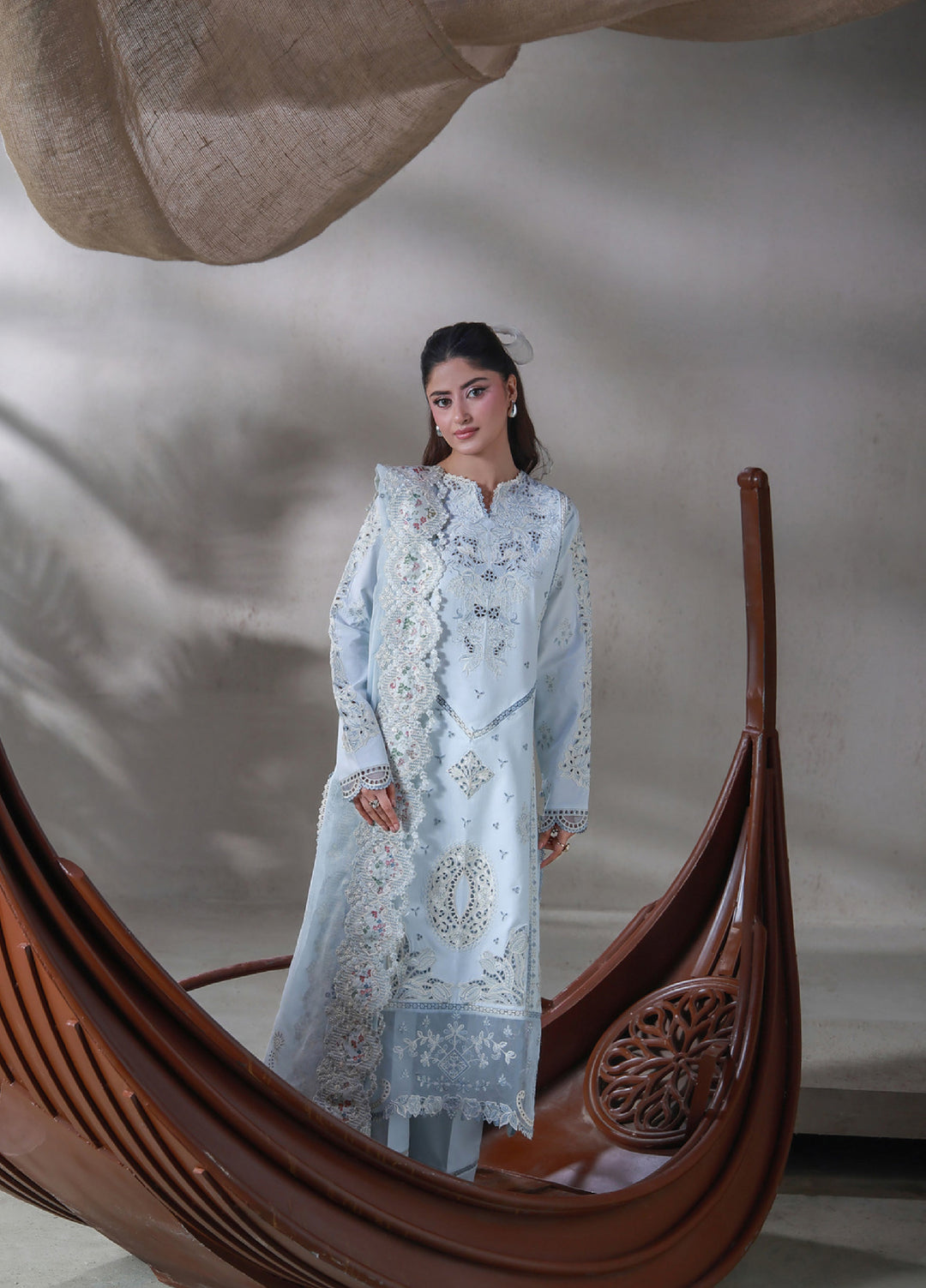 Saagar by Aabyaan Unstitched Embroidered Luxury Lawn 3 Piece Suit ABY26USL AL-3 Sahil - Festive Collection