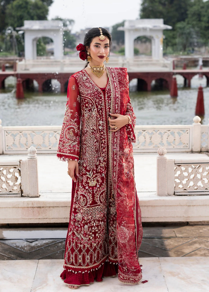 Ember by Aylin Unstitched Organza Embroidered Suits 3 Piece AYL25EF D6-Scarlet - Festive Collection