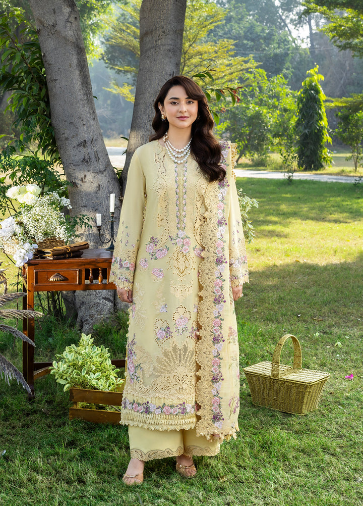 Elaf Premium Unstitched Embroidered Luxury Lawn 3 Piece Suit EL26UPL ELY- 5 SOUCI - Summer Collection
