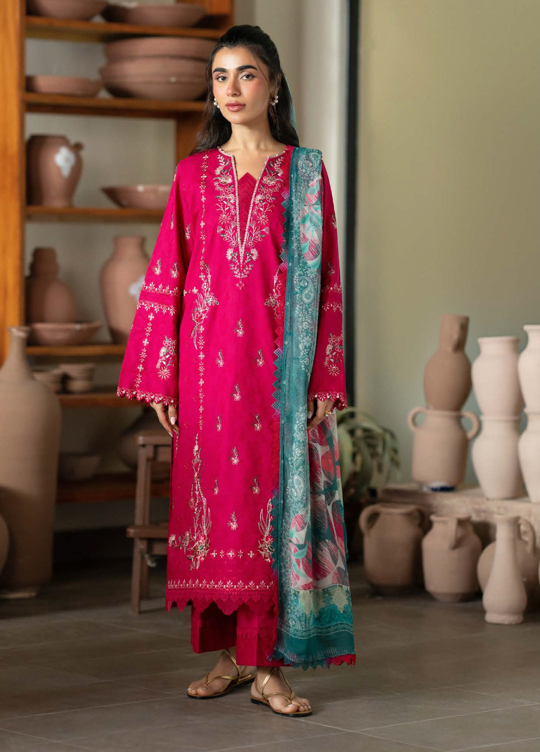 Raha by Nureh Unstitched Embroidered Jacquard Lawn 3 Piece Suit NU26URJ NE-236 - Festive Collection