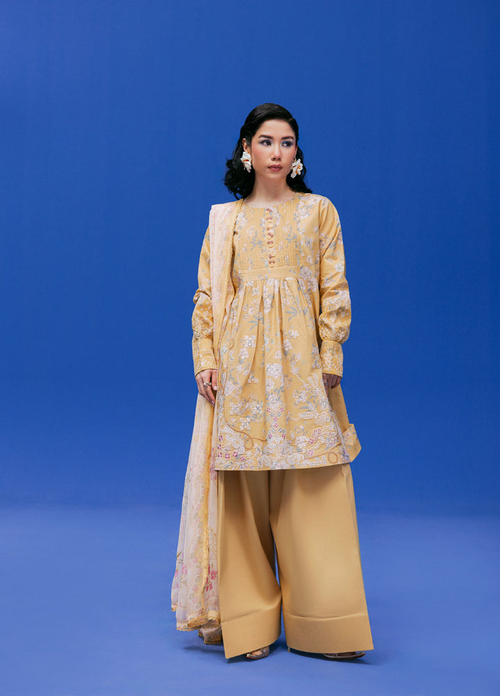 Zync by Florent Unstitched Embroidered Printkari Lawn 3 Piece Suit FL26UZP FZ-4A - Summer Collection