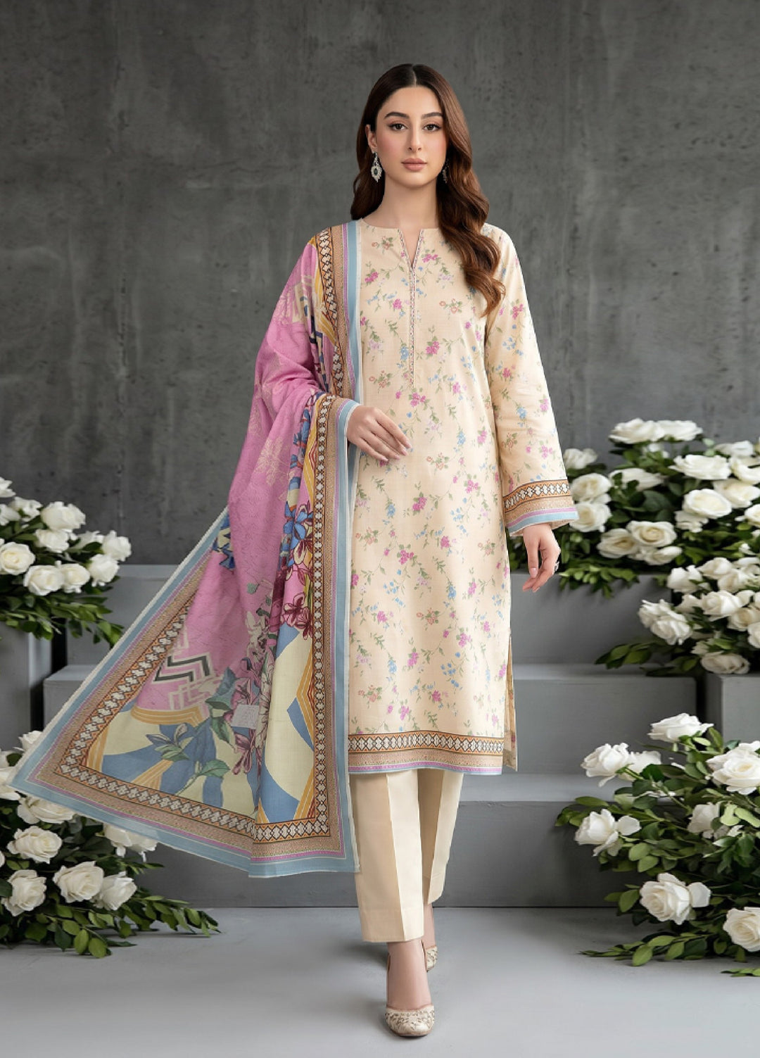 Salina Dobby by Regalia Textiles Unstitched Printed Lawn 3 Piece Suit RG26UPS D-06 - Casual Collection