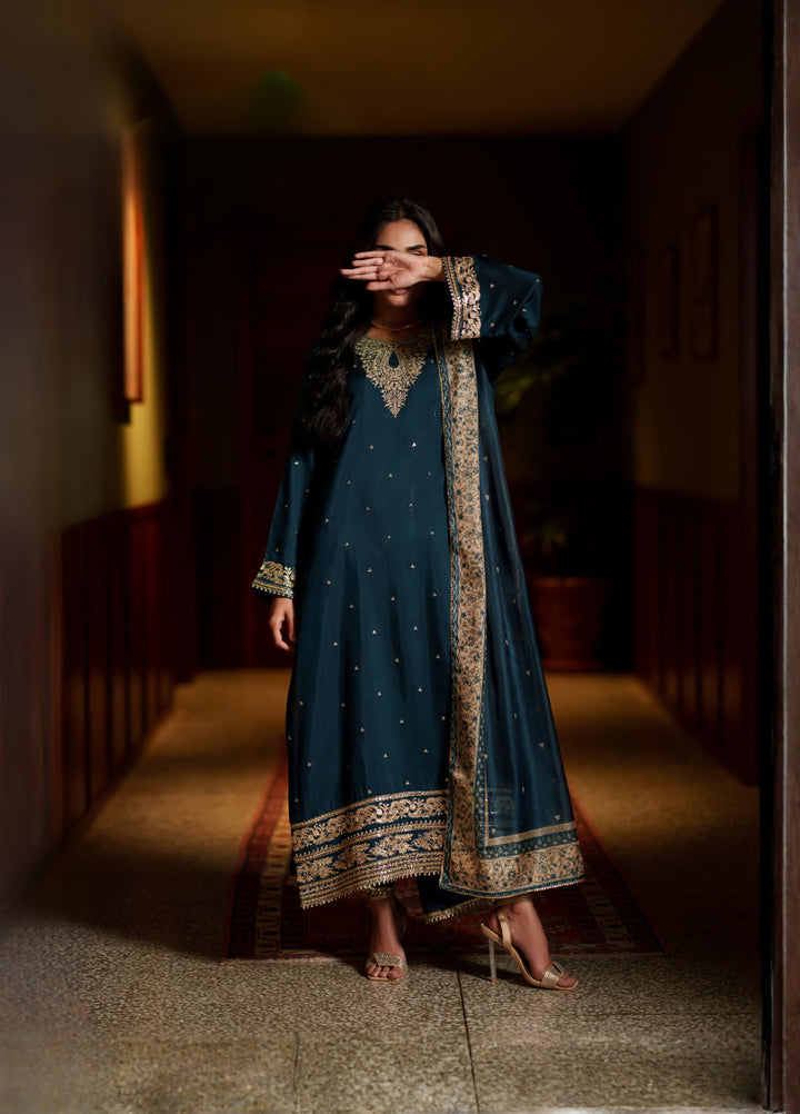 Elara by Casuallite RTW Embroidered Silk Viscose 3 Piece Suit CL26PSE D2 Opaline - Festive Collection