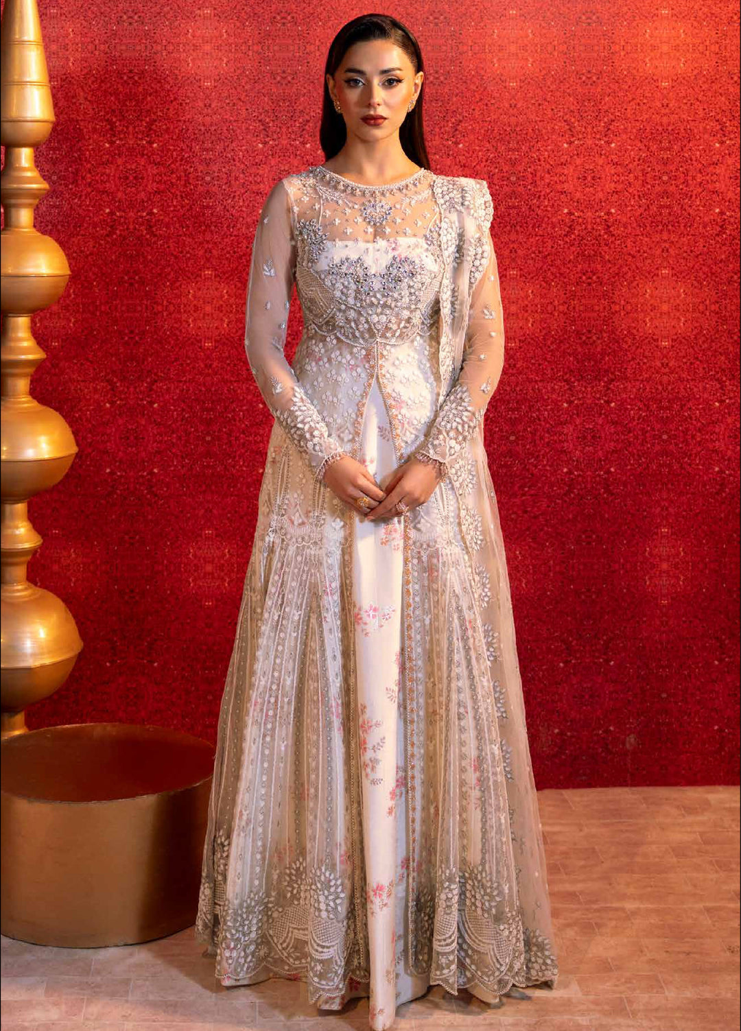 Zarmina by Zariya Unstitched Embroidered Bareeze Net 3 Piece Suit ZRY26UZ ZB50047 - Festive Collection