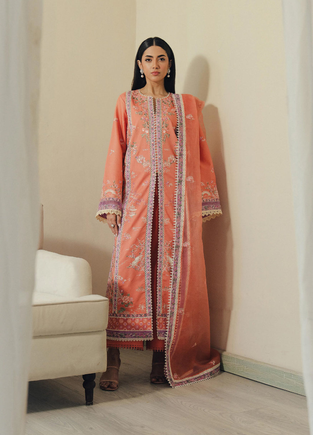 Daybreak by Afrozeh Unstitched Printkari Embroidered Lawn 3 Piece Suit AF26UDB D-5 SKYHUSH - Summer Collection