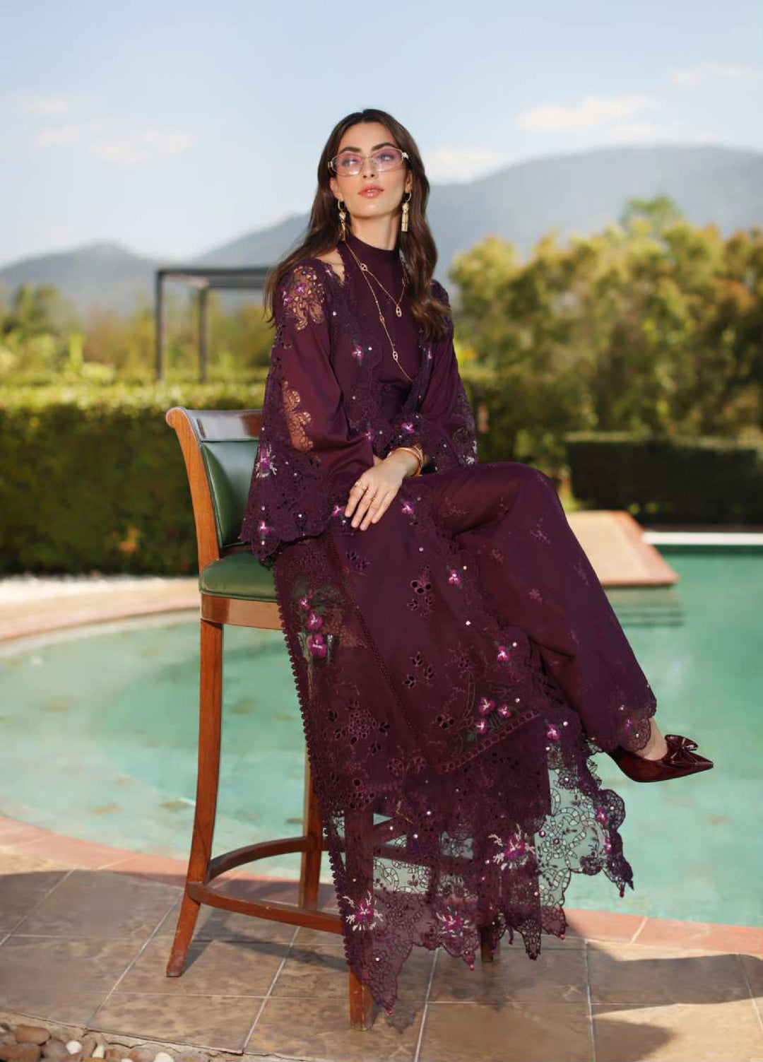 Noor by Saadia Asad Unstitched Embroidered Luxury Lawn 3 Piece Suit SA26UNL D8B-SELENE - Eid Collection