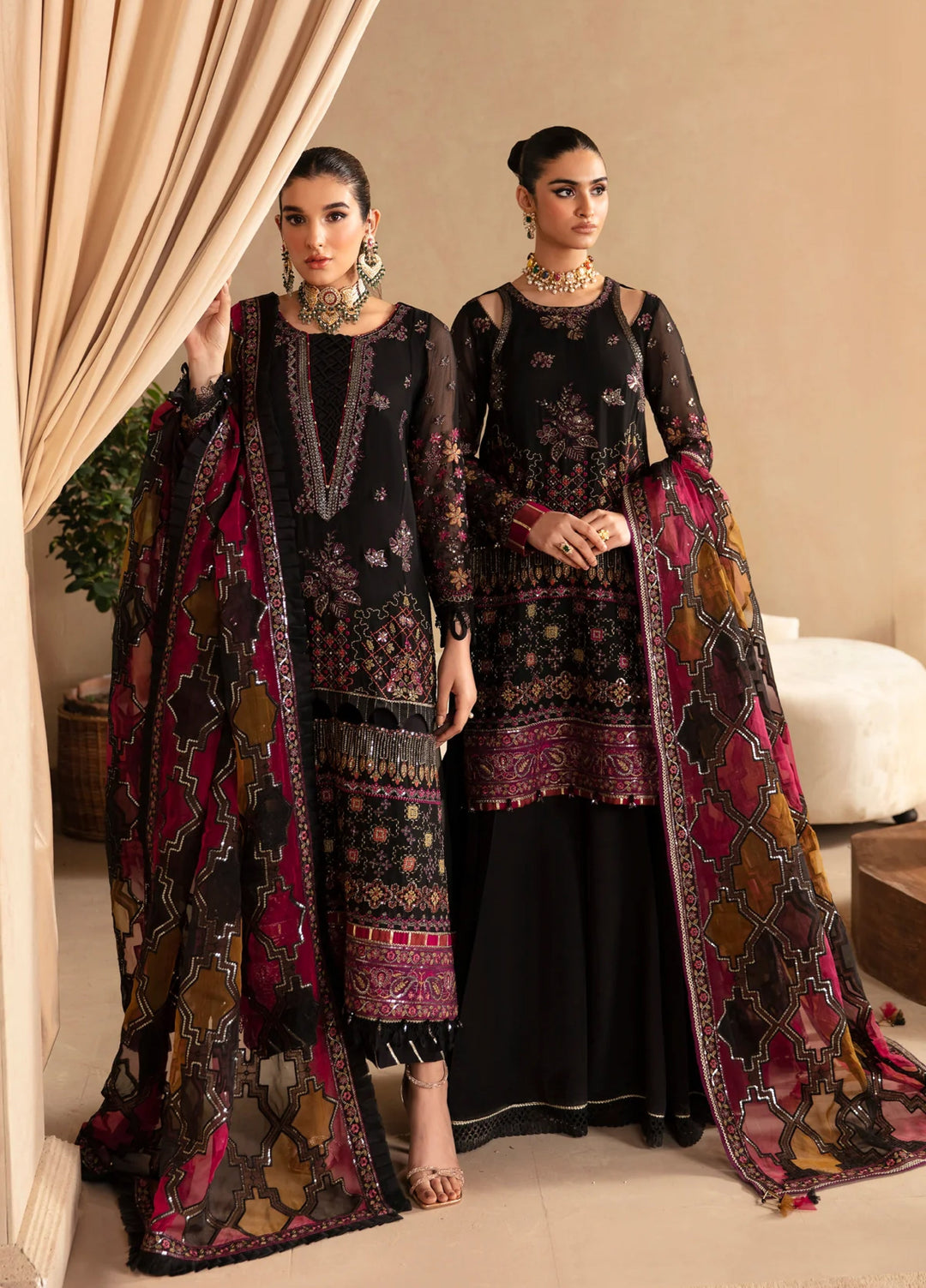Xenia Formal Unstitched Luxury Chiffon Suits 3 Piece XE25FL Kaneel - Formals Collection