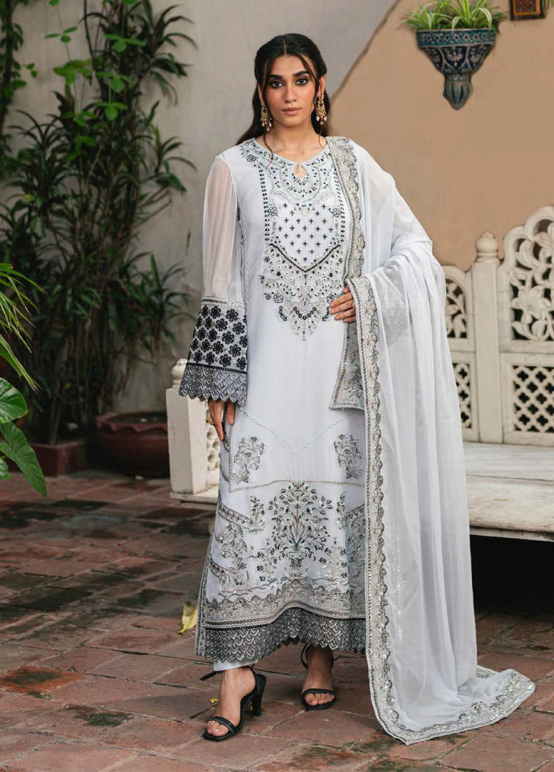 Gulnaar by Freesia Embroidered Chiffon Suits Unstitched 3 Piece FRE25GL FSU-657 Liliya - Festive Collection