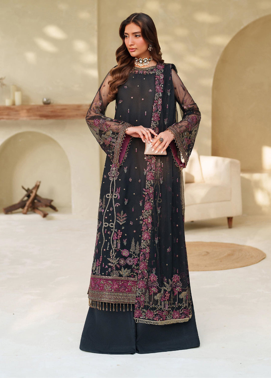 Meesa by Zarif Unstitched Net Embroidered Suits 3 Piece ZR25UF ZRF-ML-05 JEMIHA - Winter Collection