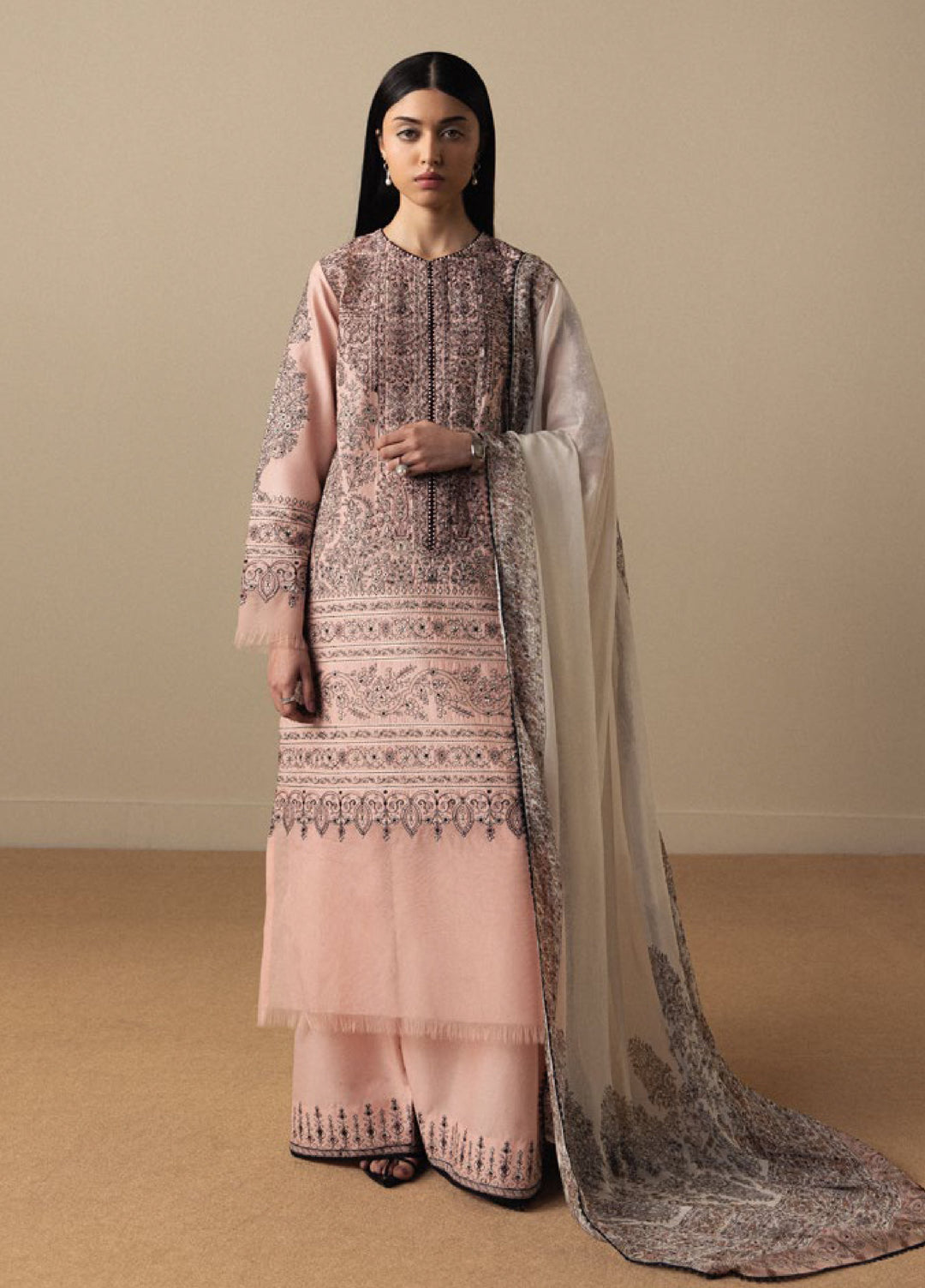 Satori by Zara Shahjahan Unstitched Embroidered Lawn 3 Piece Suit ZS26USL D-11 AKAHANA - Summer Collection