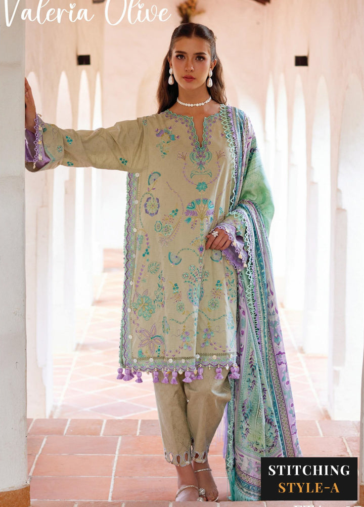 Farah Talib Aziz Unstitched Embroidered Lawn 3 Piece Suit FTA26UL FTA-07 VALERIE OLIVE - Summer