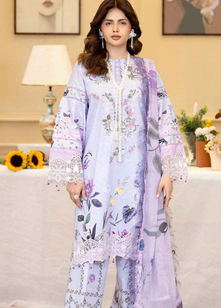 Al Zohaib Unstitched Applique Embroidered Lawn 3 Piece Suit AZ26UAL D-8 - Summer Collection