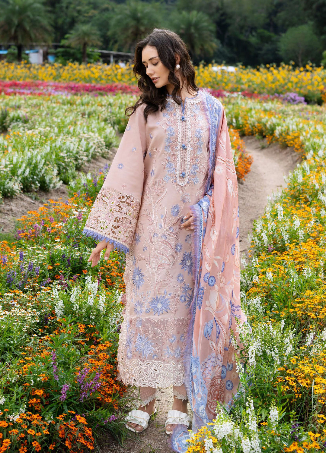 The Secret Garden by Mushq Hemline Unstitched Lawn 3 Piece Suit MU26USG D-12A Bloom Sonata - Summer Collection