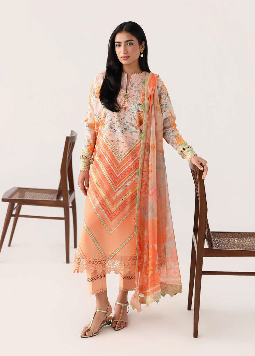 Rosette by Roheenaz Unstitched Lawn Embroidered 3 Piece Suit RNZ26UR Whispering Wind-7A - Summer Collection