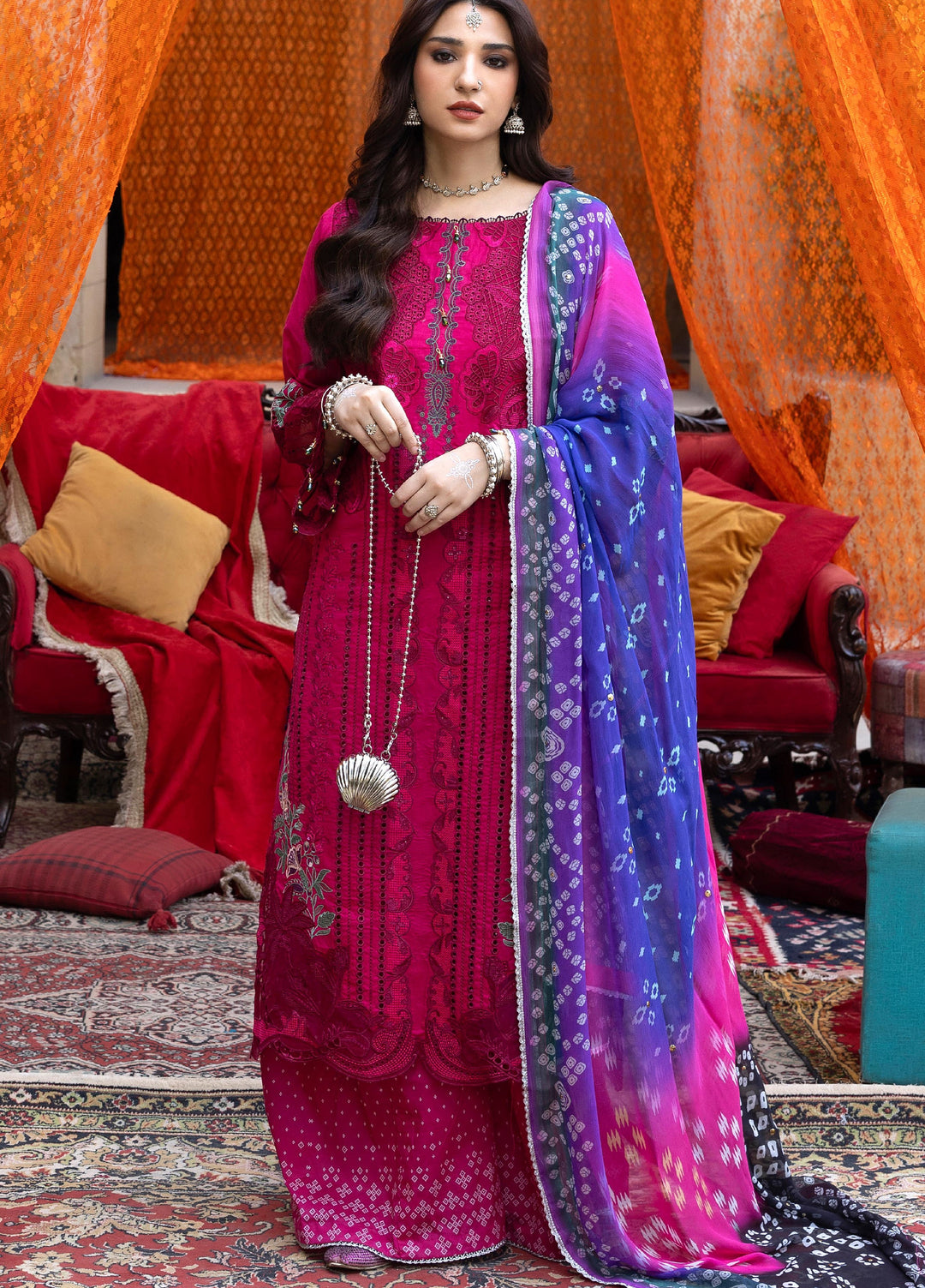 Bandhani by Al Zohaib Unstitched Embroidered Premium Lawn 3 Piece Suit AZ26UB D-5 - Summer Collection