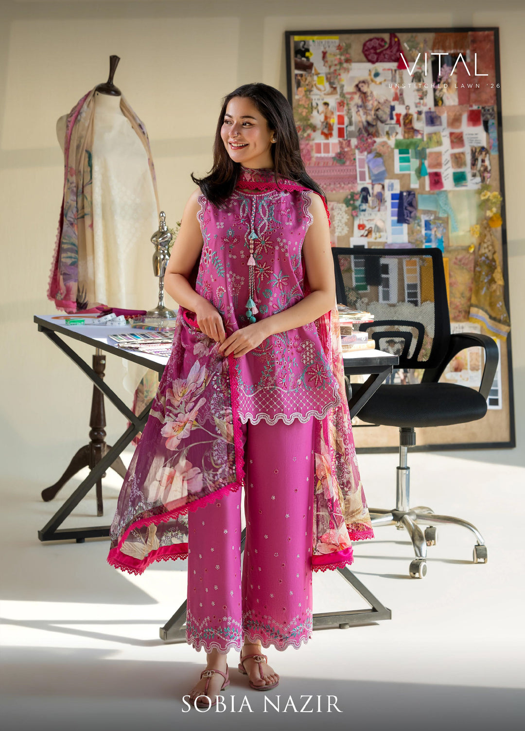 Vital by Sobia Nazir Unstitched Embroidered Lawn 3 Piece Suit SN26UVL 7B - Summer Collection