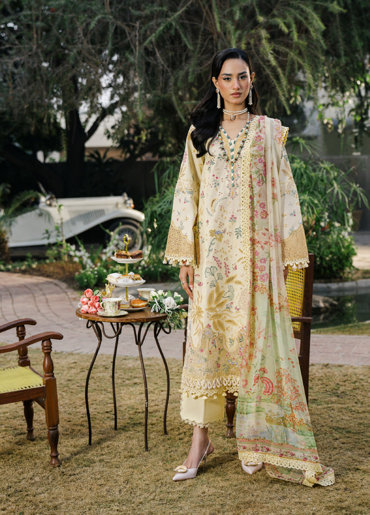 Camelia by Sundas Ahad Unstitched Embroidered Luxury Lawn 3 Piece Suit SNA26UC EL-04 Butter Yellow - Festive Collection